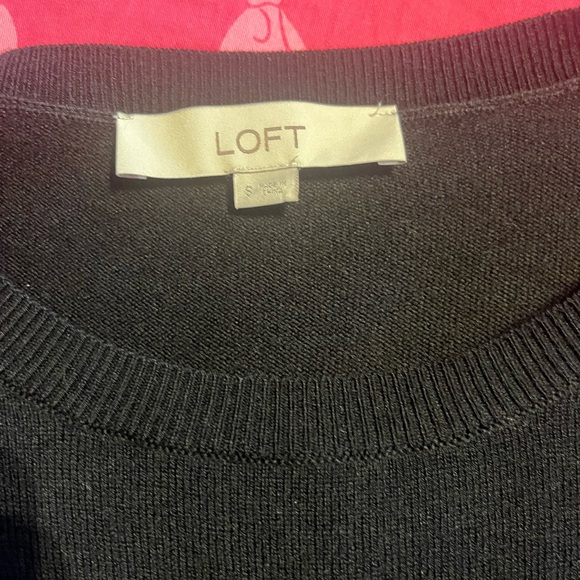 LOFT Black Sheath Dress with Cuffed Long Sleeves - Picture 2 of 3